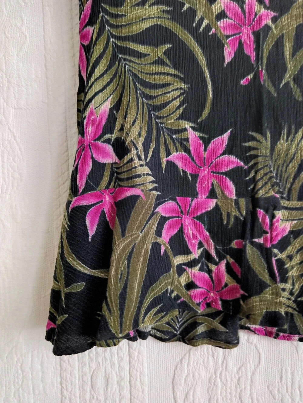 George Black Hawaiian Floral Tube Top Long Flowy Summer Vacation Pink Purple Med - Picture 3 of 6